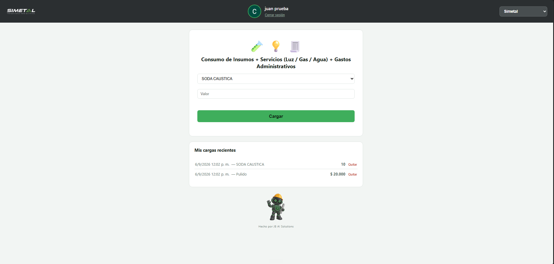 Portal de operarios del sistema